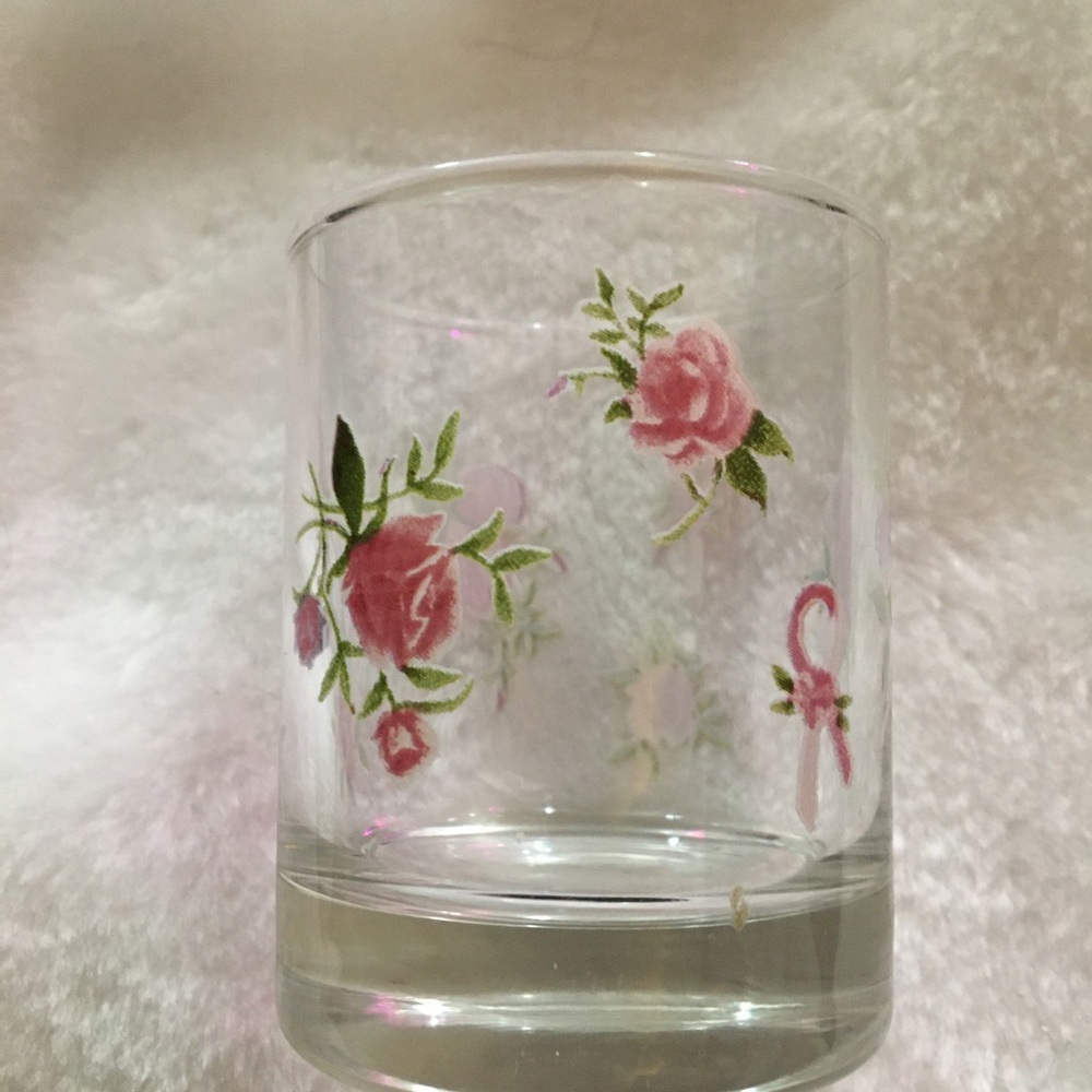 Glass Tumbler with Pink Floral Design